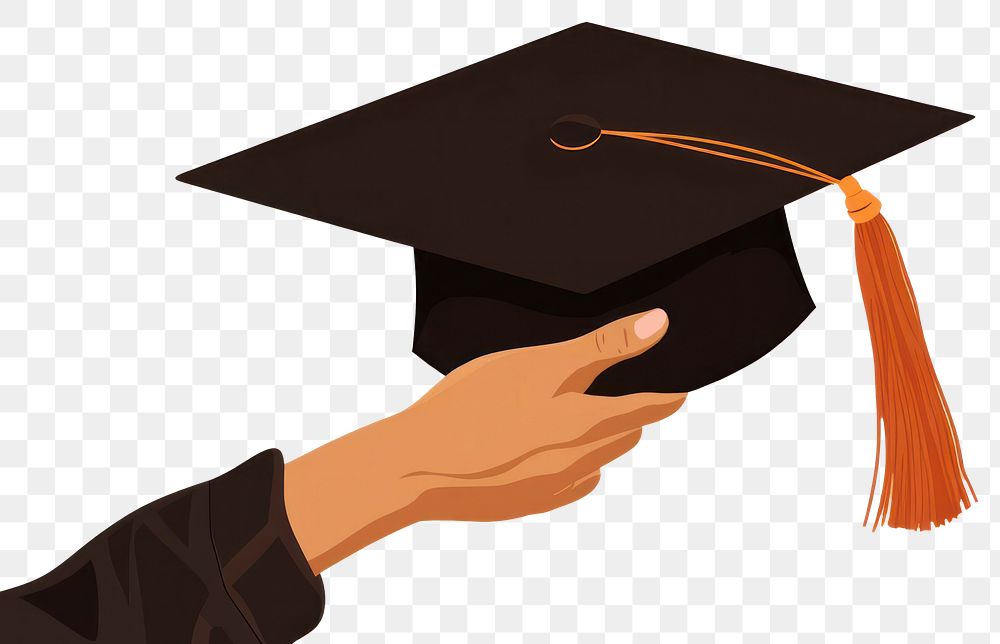 PNG Hand holding graduation cap intelligence achievement certificate. 