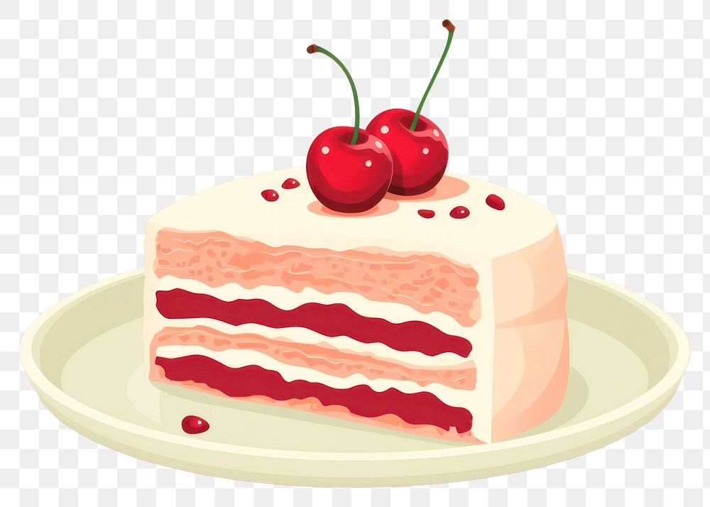 PNG Red cherry cake dessert fruit cream. AI generated Image by rawpixel.