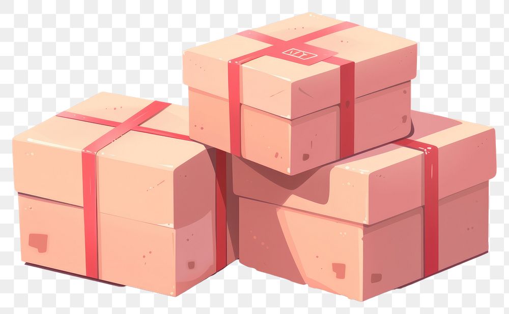 PNG  Delivery parcel boxs cardboard carton pink. AI generated Image by rawpixel.