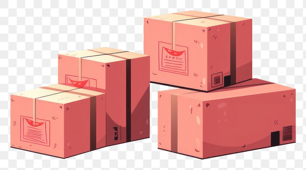 PNG Delivery parcel boxs cardboard carton pink.