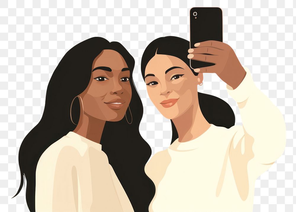 PNG Two woman taking selfie portrait holding adult. AI generated Image by rawpixel.
