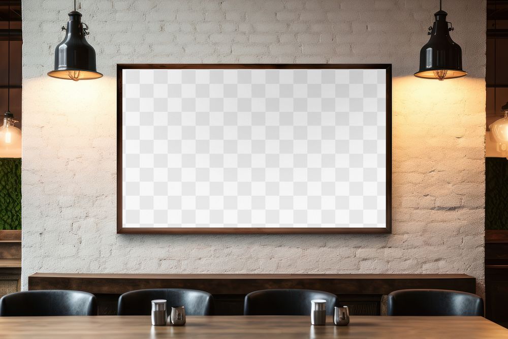 PNG cafe TV screen mockup, transparent design