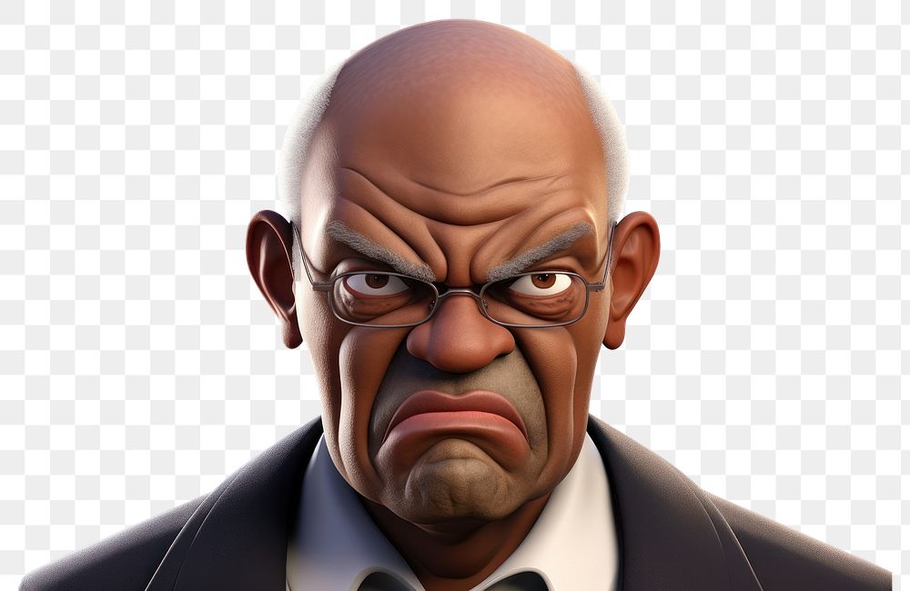 PNG Angry black senior man portrait cartoon adult. AI generated Image by rawpixel.