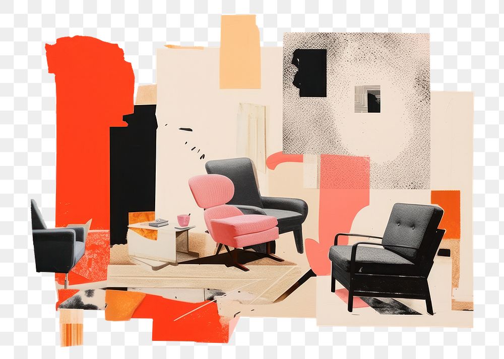 PNG Furniture collage art armchair. AI generated Image by rawpixel.