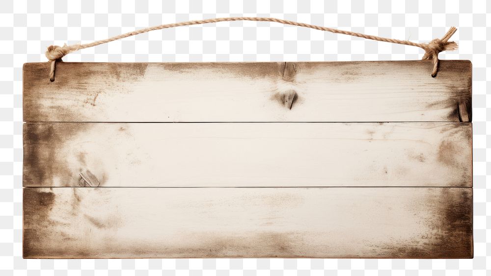 PNG A white Rectangular wooden signboard backgrounds weathered rope. 