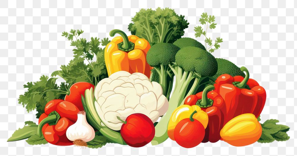 PNG Fresh assorted vegetables cauliflower plant food. 