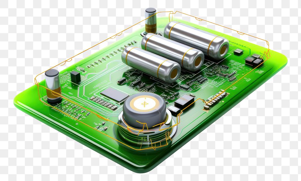 PNG Battery circuit electronics white background microcontroller. AI generated Image by rawpixel.