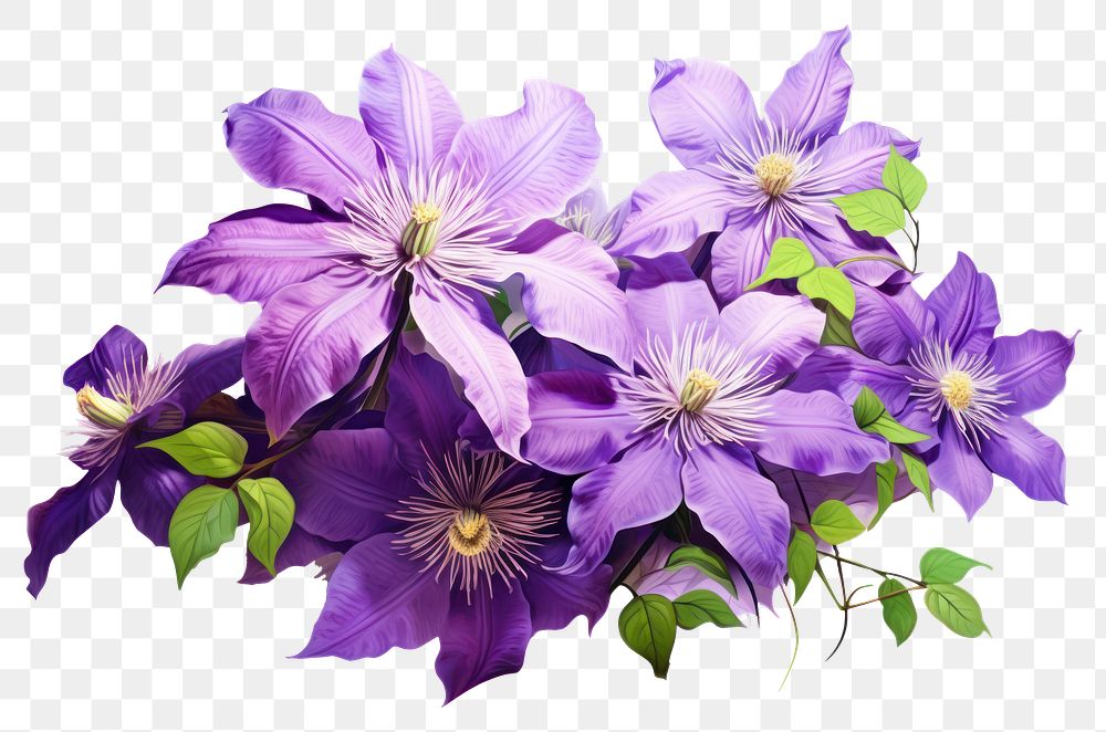 PNG Clematis flowers blossom purple petal. 