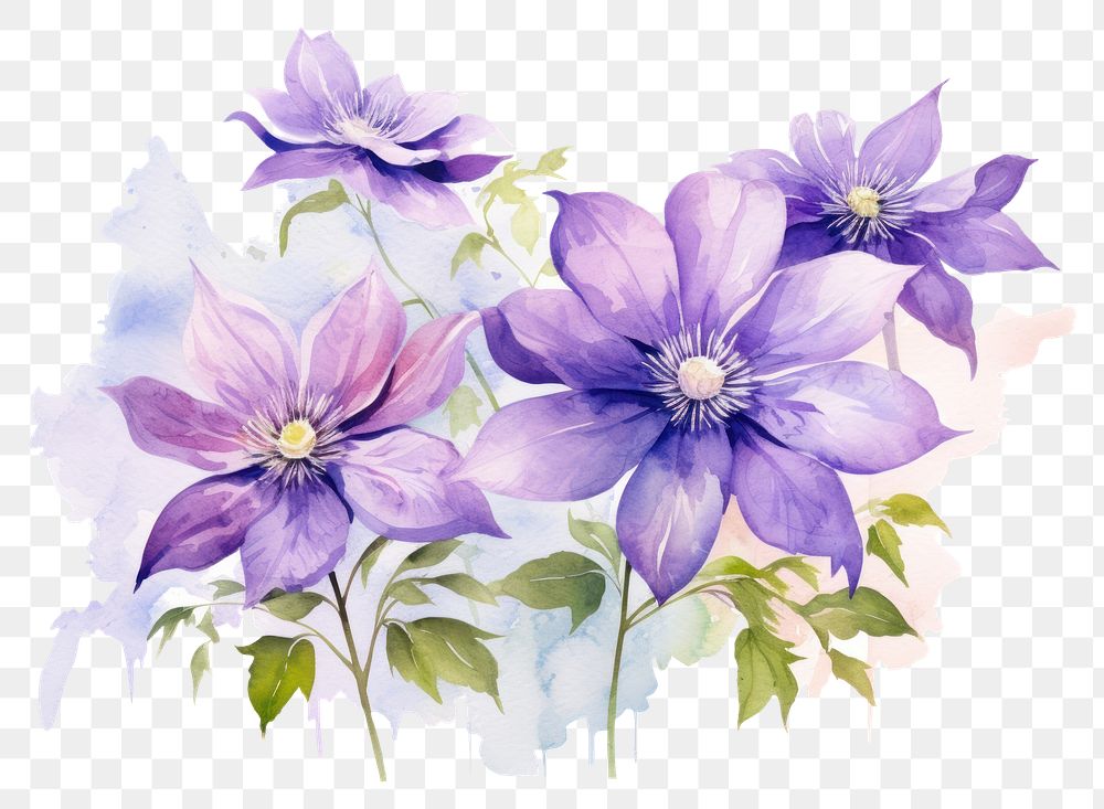 PNG Clematis garden blossom flower purple. 