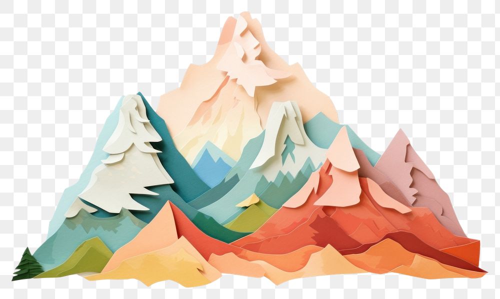 PNG Mountain painting origami paper. 