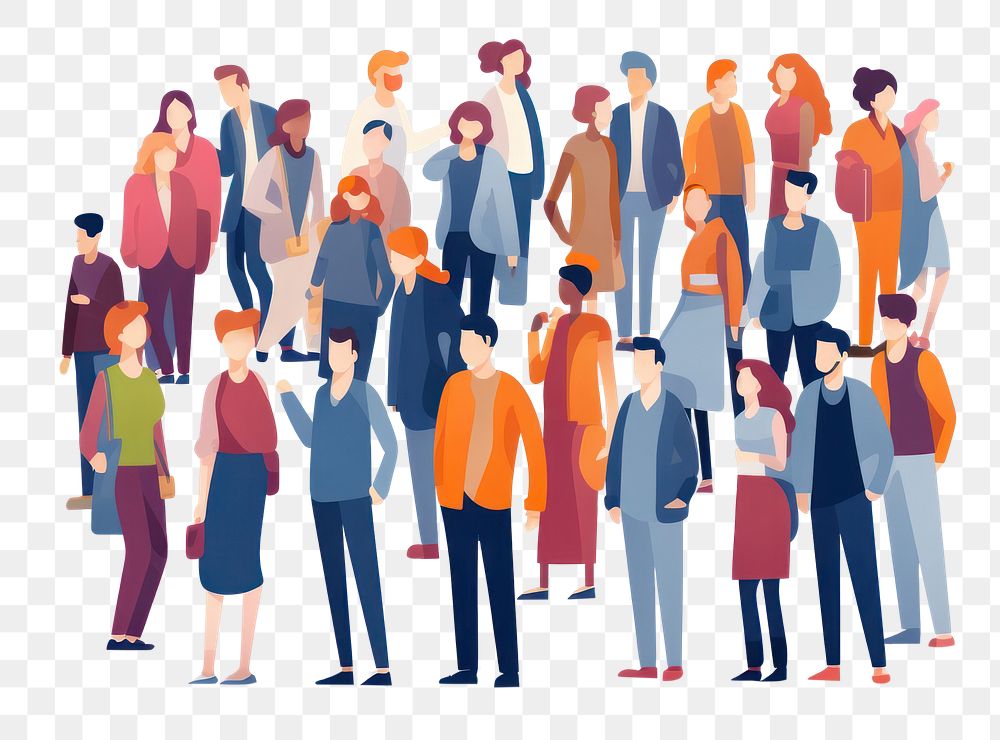 PNG  Crowd standing cartoon people. AI generated Image by rawpixel.