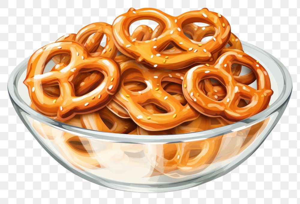 PNG Pretzel food bowl snack. AI generated Image by rawpixel.