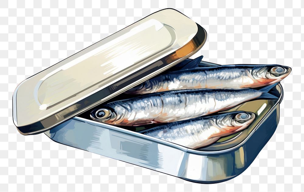 PNG Tinned sardine fish white background freshness. 