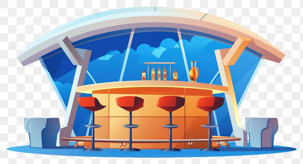 PNG Sky lounge bar cartoon architecture furniture. AI generated Image by rawpixel.
