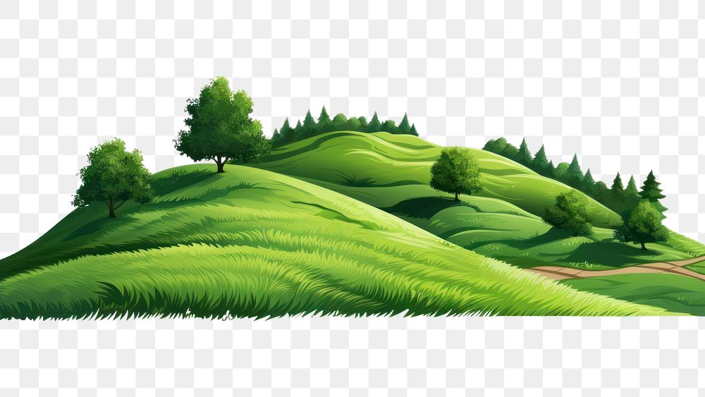 PNG Green hill landscape grassland. AI generated Image by rawpixel.