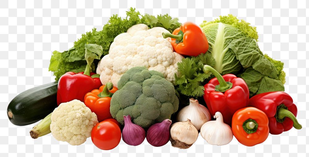 PNG Fresh assorted vegetables cauliflower plant food. 