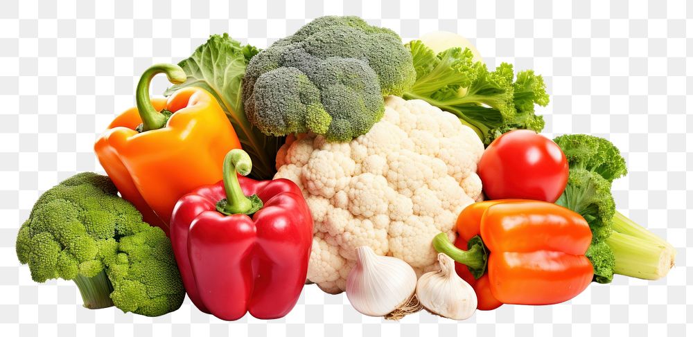 PNG  Fresh assorted vegetables cauliflower plant food. AI generated Image by rawpixel.