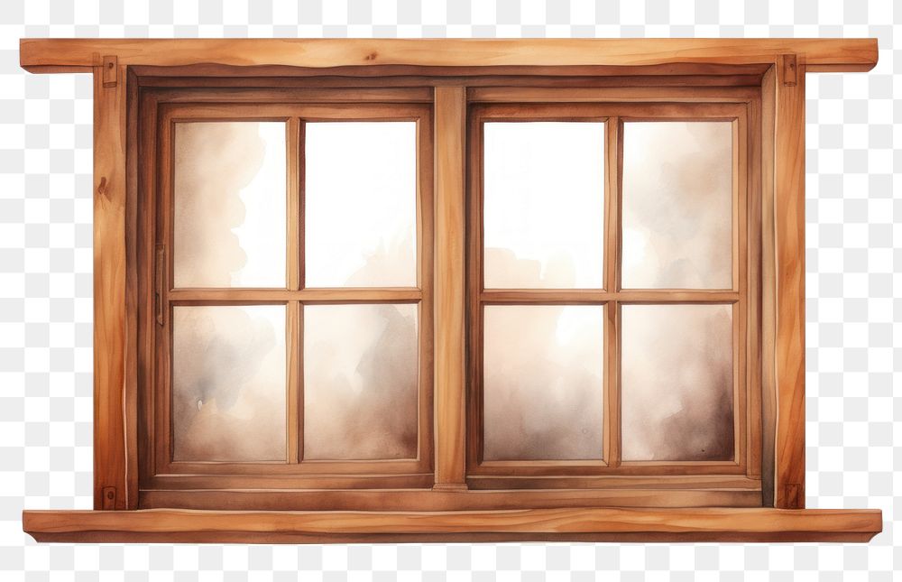 PNG  Wooden window frame brown white background architecture. AI generated Image by rawpixel.
