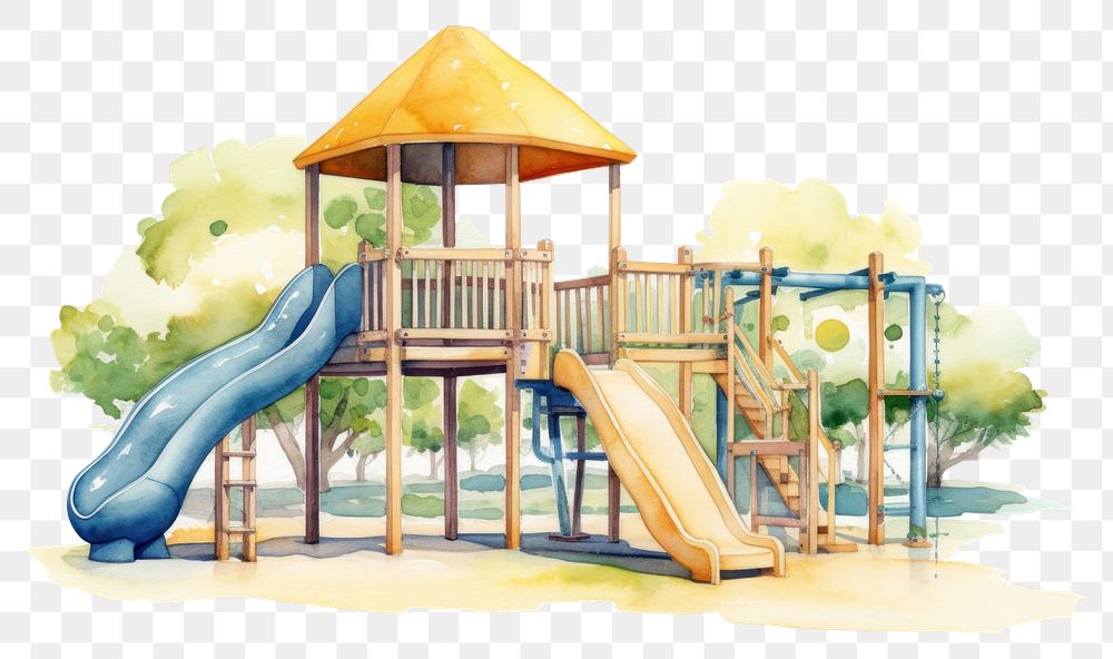 PNG Watercolor playground outdoors  architecture. 