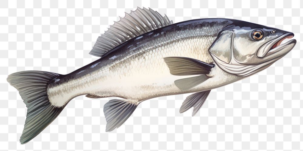 PNG Fresh seabass fish animal white background freshness. AI generated Image by rawpixel.