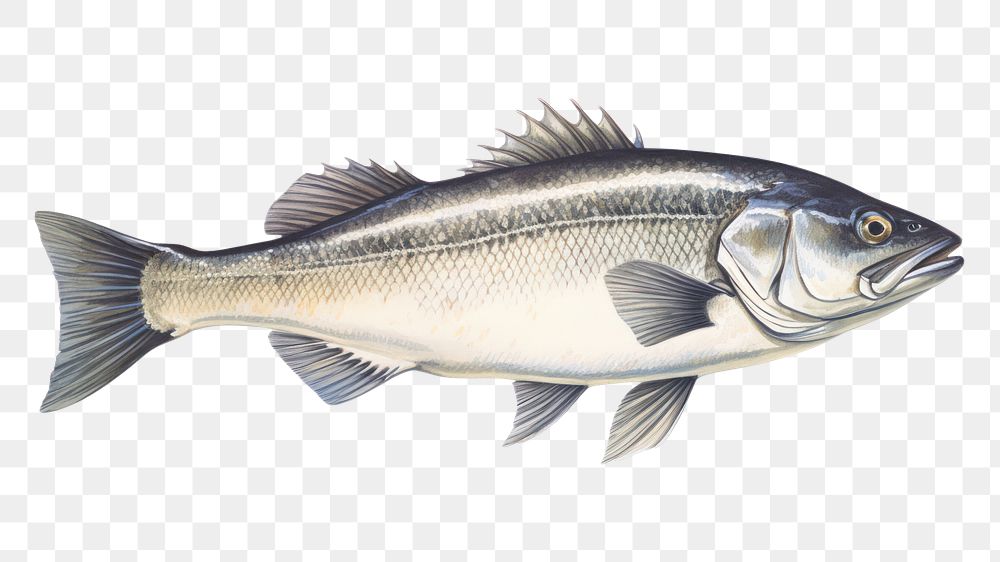 PNG Fresh seabass fish seafood animal white background. AI generated Image by rawpixel.