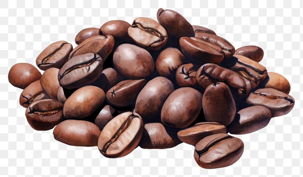 PNG Roasted coffee beans food white background refreshment. 