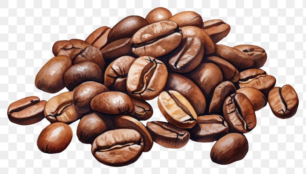 PNG Roasted coffee beans food white background refreshment. AI generated Image by rawpixel.