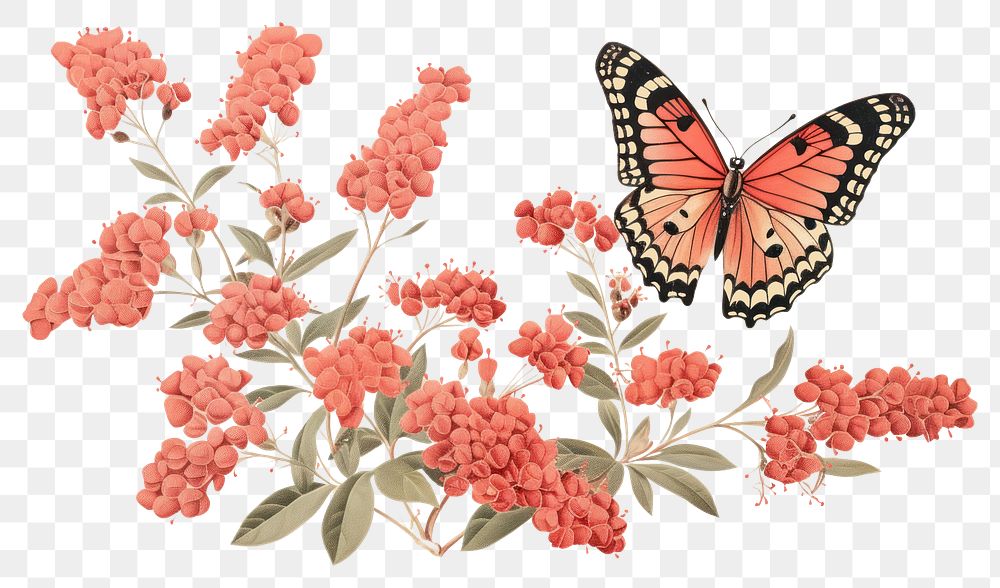 PNG Butterfly bush art pattern animal. 