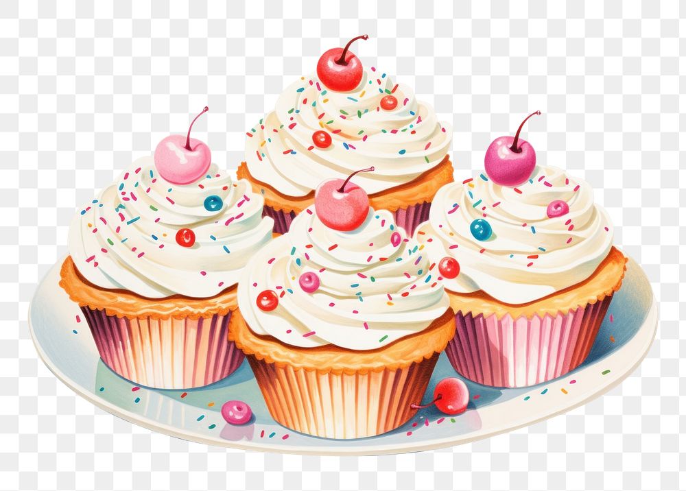 PNG Cupcake sprinkles dessert cartoon. AI generated Image by rawpixel.