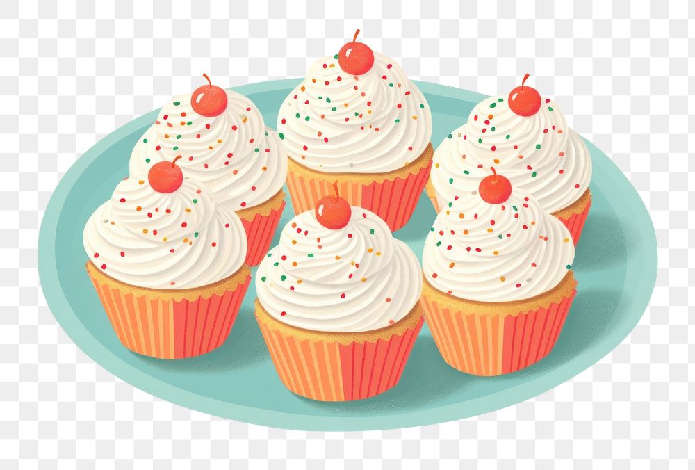 PNG Cupcake sprinkles dessert cartoon. AI generated Image by rawpixel.