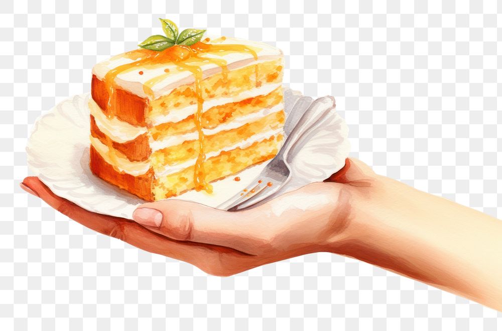PNG Orange cake dessert food hand. AI generated Image by rawpixel.