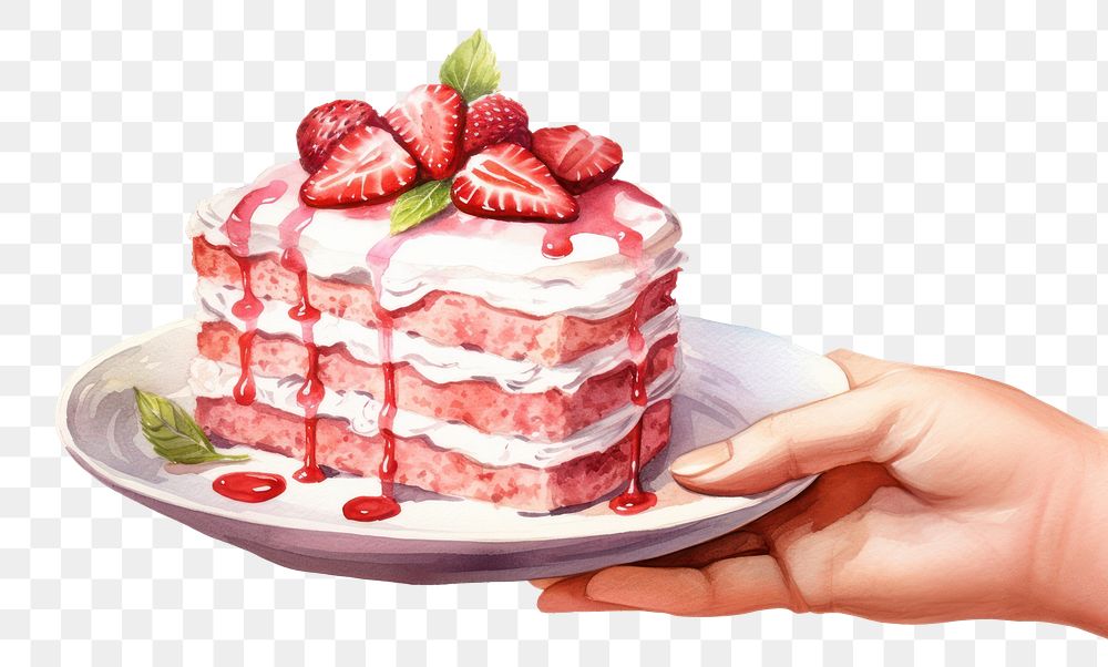 PNG Strawberry cake dessert fruit cream. AI generated Image by rawpixel.