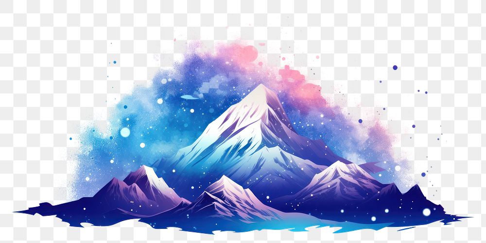 PNG Snow mountain outdoors nature galaxy. AI generated Image by rawpixel.