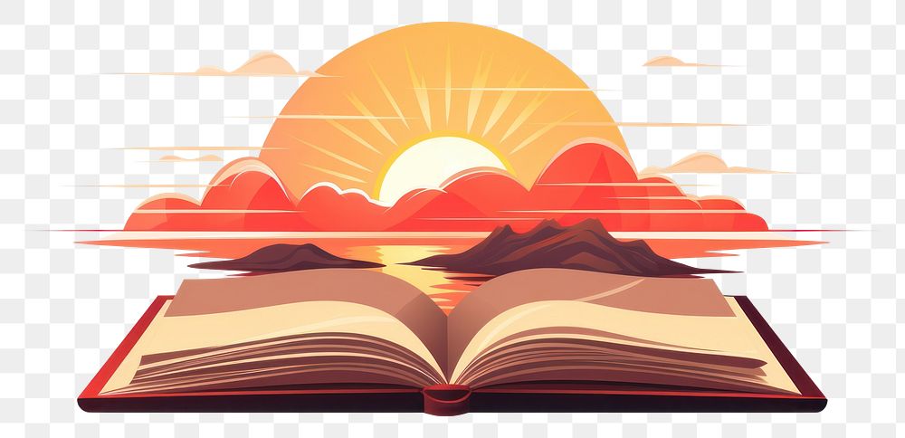 PNG Book publication reading sunset. AI generated Image by rawpixel.