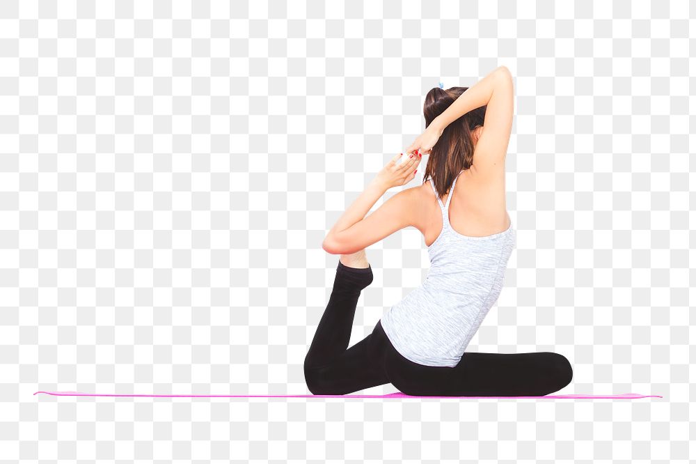 Yoga woman stretching png sticker, transparent background