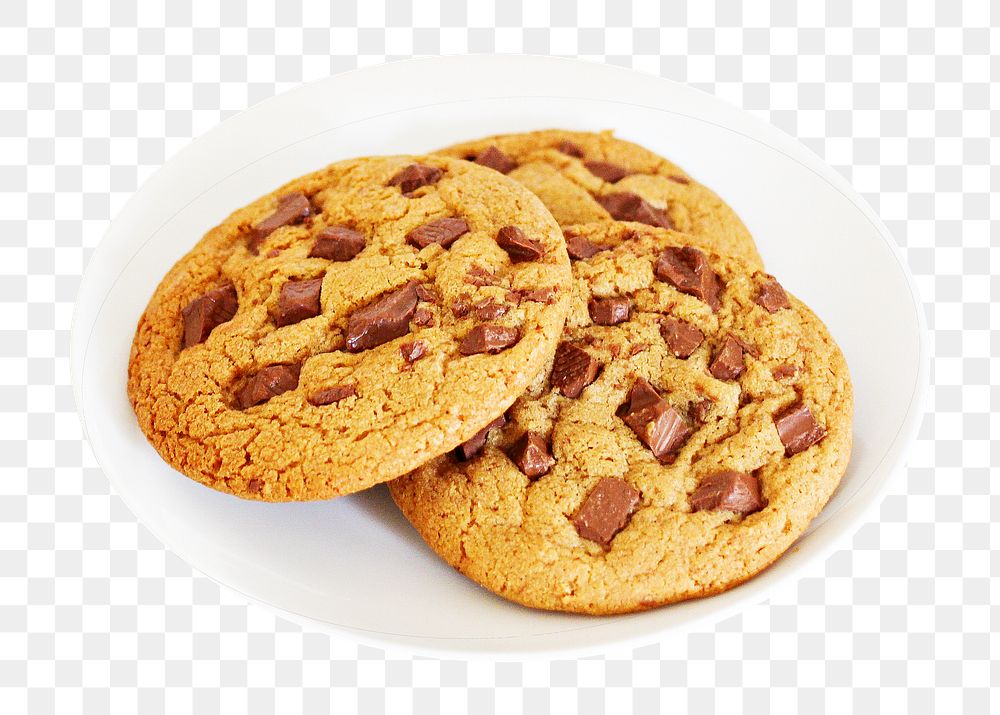 Chocolate chip cookies png, transparent background