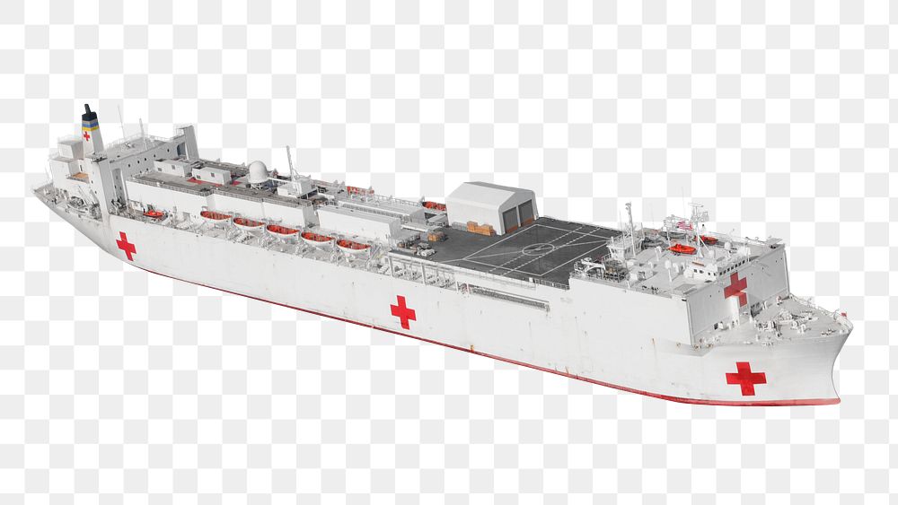 Military hospital ship png vehicle, transparent background