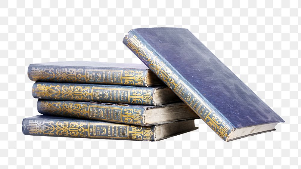 Vintage book stack png, transparent background