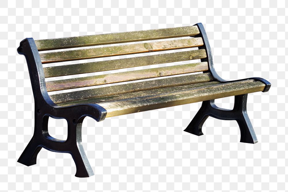 Park bench png, transparent background