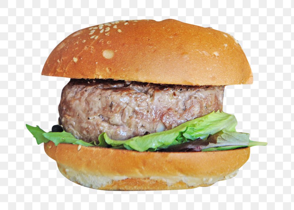 Beef burger food png, transparent background
