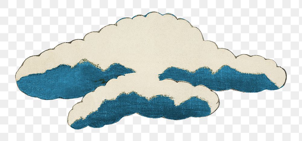 Vintage Japanese cloud  png sticker, transparent background