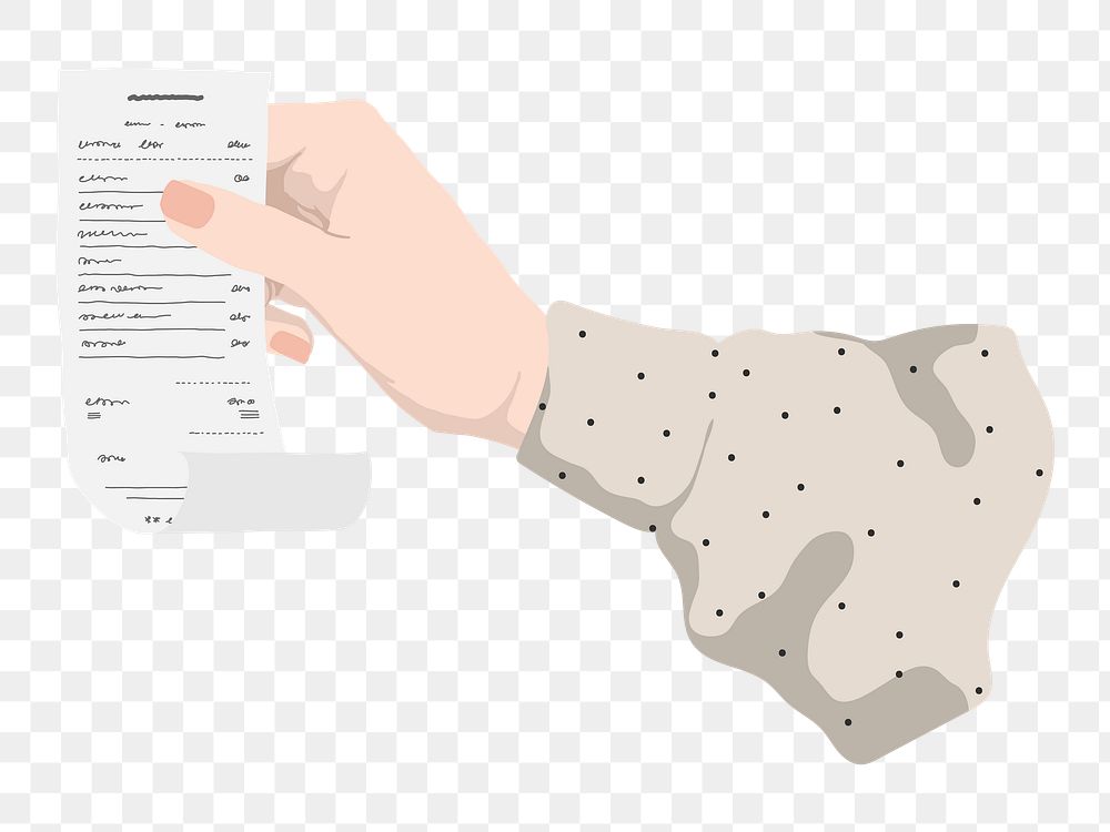 Png hand holding bill  sticker, vector illustration transparent background