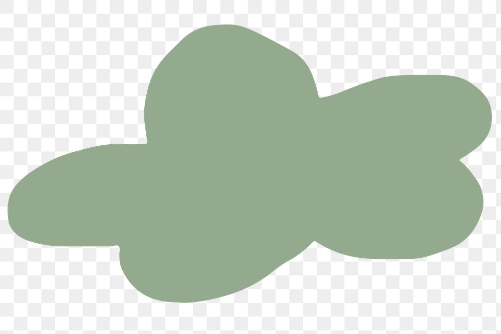 Png green cloud doodle illustration, transparent background