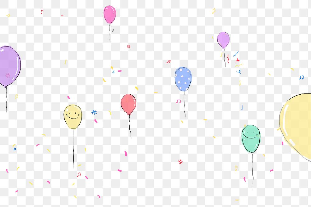 Cute birthday balloons png sticker illustration, transparent background