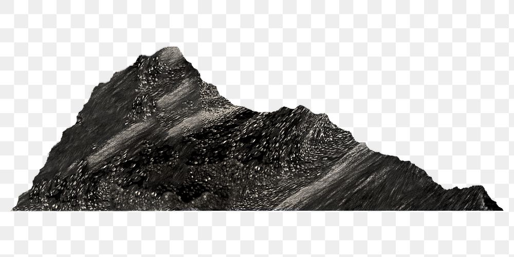 Black mountain png sticker, transparent background