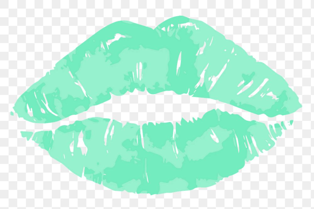 Lipstick stain png, green design, transparent background