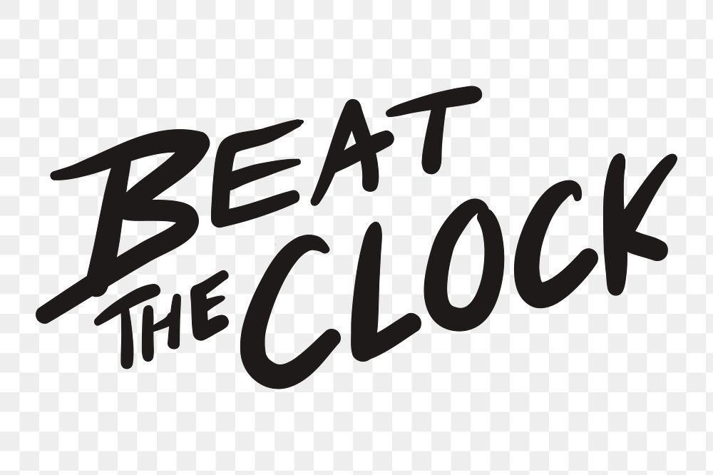 Beat the clock png word element typography, transparent background