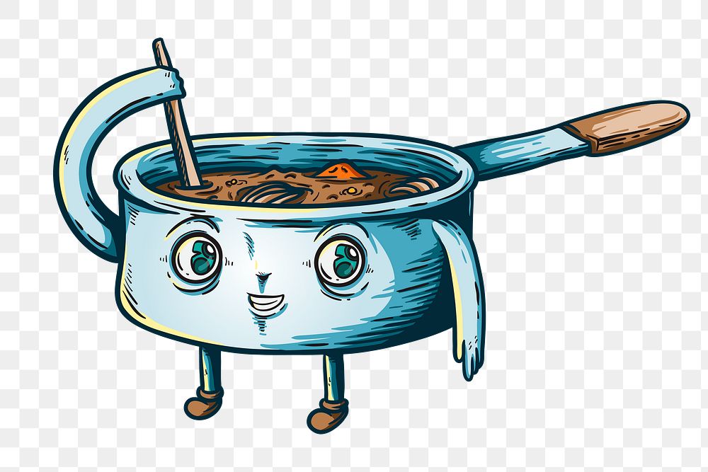 Png cute cartoon cooking pot element, transparent background