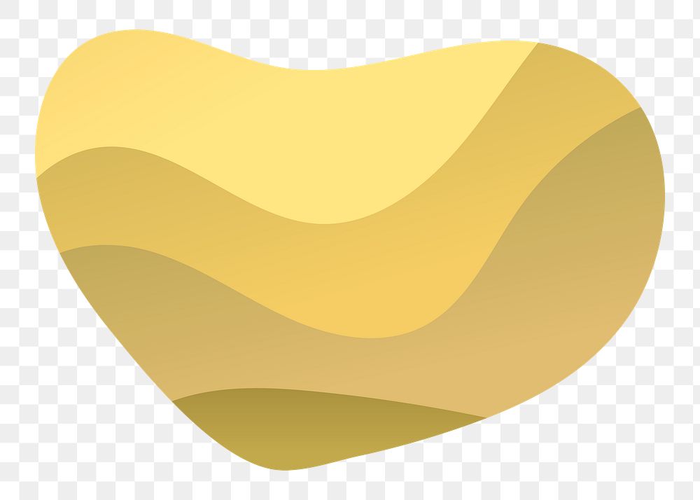 Yellow organic shape png, transparent background