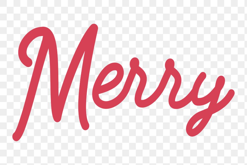 Merry png word, greeting typography, transparent background
